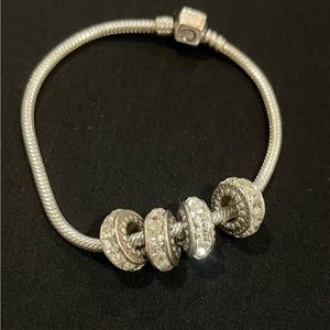 Brighton spectrum sparkle spacer beads in clear. Set of 4